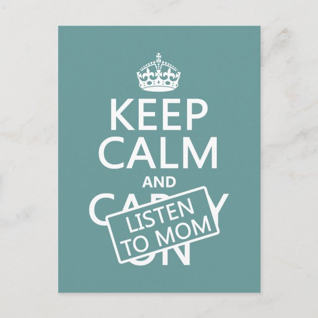 Ruhe und Mama behalten (in beliebiger Farbe) Postkarte (Vorderseite)