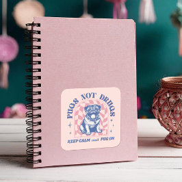 Ruhe und Mops auf Retro-Möpsen behalten Quadratischer Aufkleber