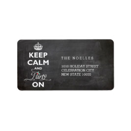 Ruhe und Party auf Chalkboard Funny Holiday behalt Adressaufkleber