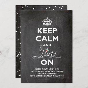 Ruhe und Party auf Chalkboard Funny Holiday behalt Einladung