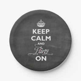 Ruhe und Party auf Chalkboard Funny Holiday behalt Pappteller