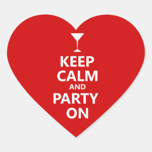 Ruhe und Party behalten Herz-Aufkleber