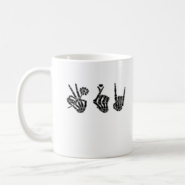 Ruhe und Roll Skeleton Hands Classic Kaffeetasse (Links)