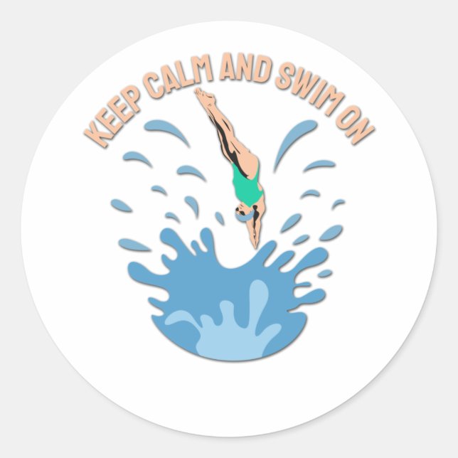 Ruhe und Schwimmen behalten - Schwimmerdesign Runder Aufkleber (Vorderseite)