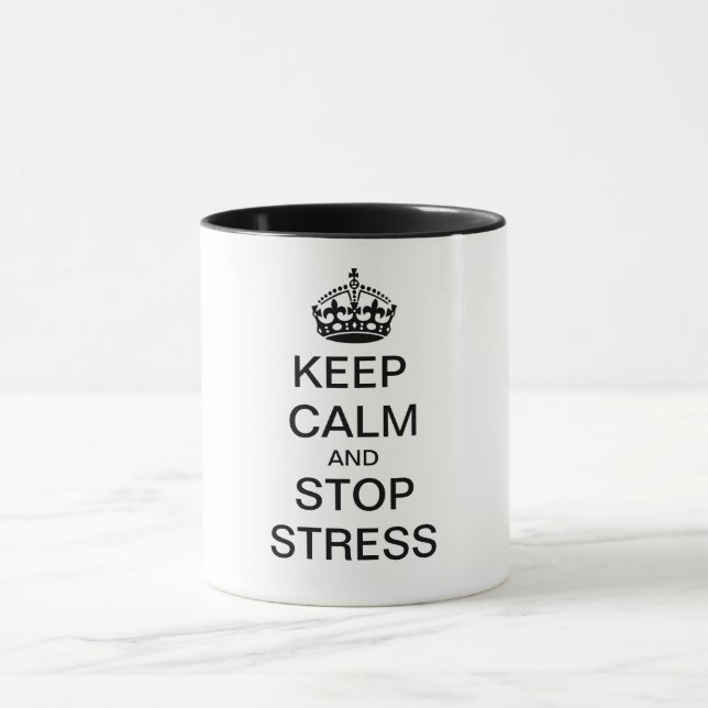 Ruhe und STOPP-STRESS behalten - personalisierter  Tasse (Zentrum)
