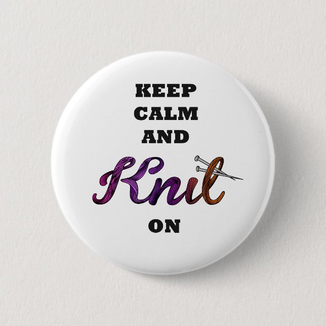 Ruhe und Strick behalten Button (Vorderseite)