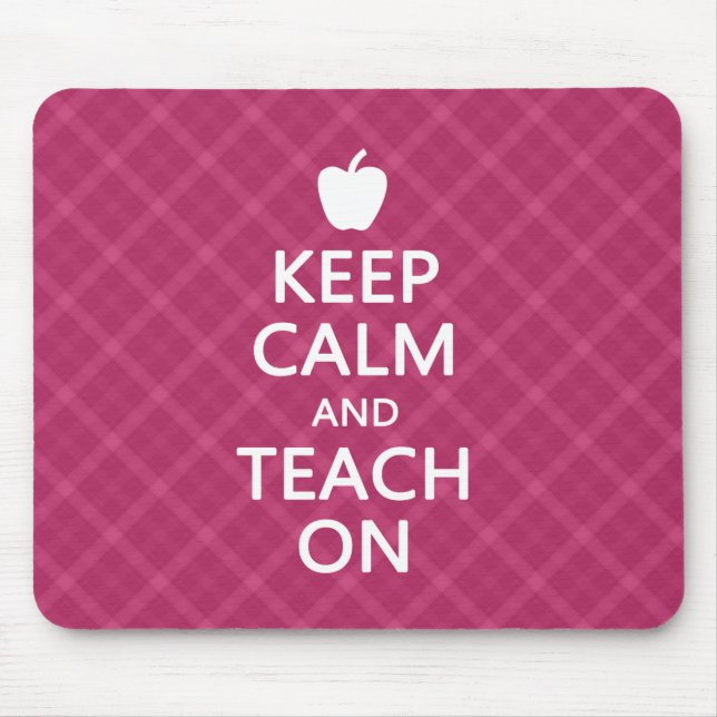 Ruhe und Teach On behalten, rosa Kariert Mousepad (Vorne)