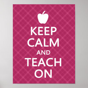 Ruhe und Teach On behalten, rosa Kariert Poster