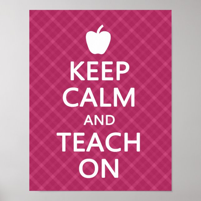 Ruhe und Teach On behalten, rosa Kariert Poster (Vorne)