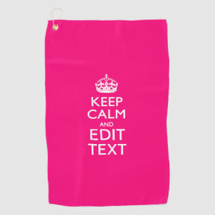 Ruhe und Text auf Akzent Fuchsia Pink behalten Golfhandtuch