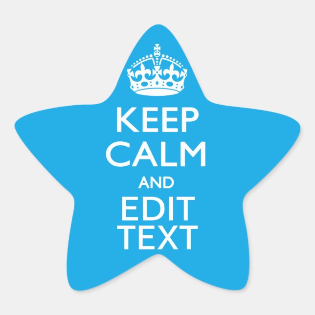 Ruhe und Text in Sky Blue behalten Stern-Aufkleber (Vorderseite)