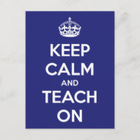 Ruhe und Unterricht auf blauer Postkarte behalten