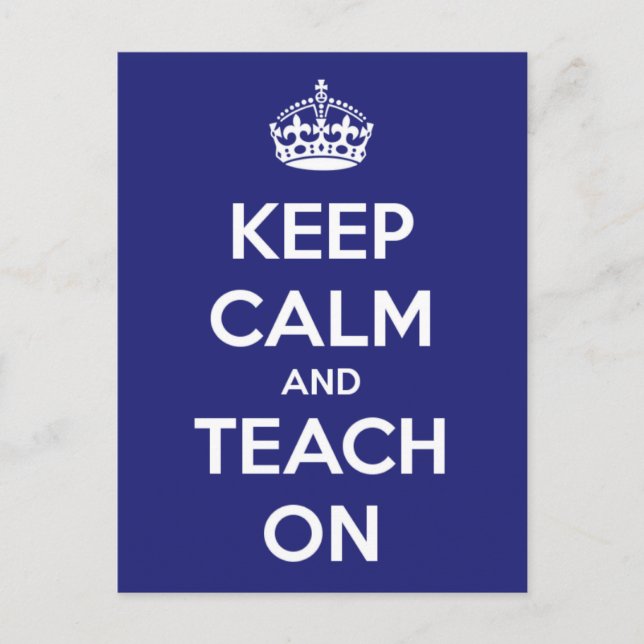 Ruhe und Unterricht auf blauer Postkarte behalten (Vorderseite)