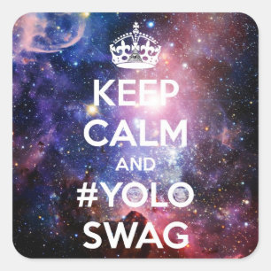 Ruhe und #yoloswag behalten quadratischer aufkleber