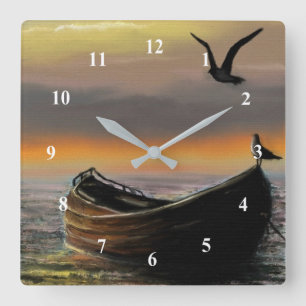 Ruhe - Wasserfarben Kunst Quadratische Wanduhr