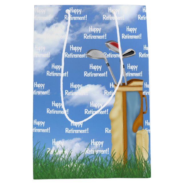 Ruhegolftasche im Gras Mittlere Geschenktüte (Vorderseite)