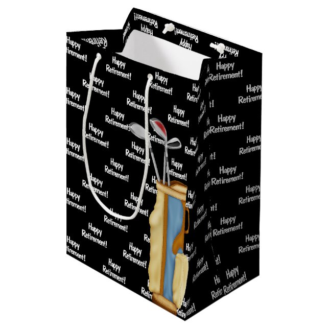 Ruhegolftasche in schwarz mittlere geschenktüte (Vorderseite Schrägansicht)