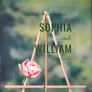 Ruhegrüne Blumige Hochzeitstafel Acrylschild