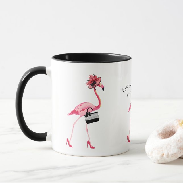 Ruhemodus! Chic Classy Pink Flamingo Tasse (Mit Donut)