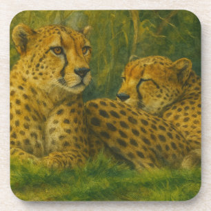 Ruhen des Cheetah Duo in der Waldlandschaft Getränkeuntersetzer