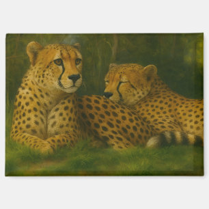 Ruhen des Cheetah Duo in der Waldlandschaft Magnet