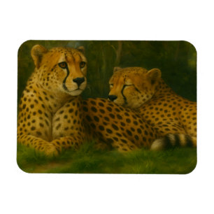 Ruhen des Cheetah Duo in der Waldlandschaft Magnet