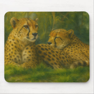 Ruhen des Cheetah Duo in der Waldlandschaft Mousepad