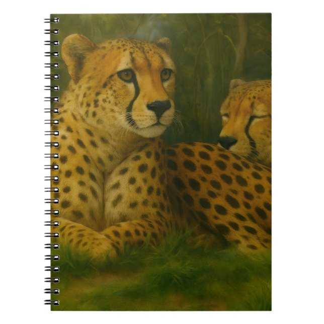 Ruhen des Cheetah Duo in der Waldlandschaft Notizblock (Vorderseite)