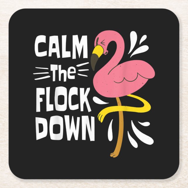 Ruhen Sie den Flock Down Funny Pink Flamingo Rechteckiger Pappuntersetzer (Vorderseite)