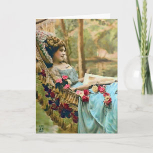 Ruhende Frau Vintage-Fotografie Karte
