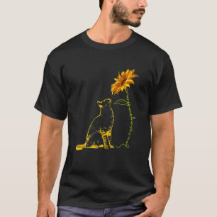 Ruhende gelbe Katze unter Sonnenblume T-Shirt