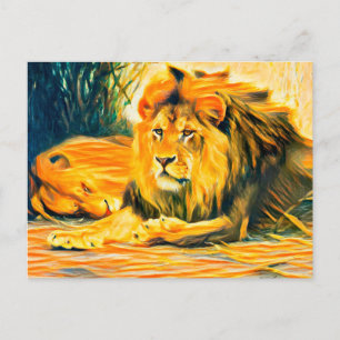 Ruhende Löwen Postkarte