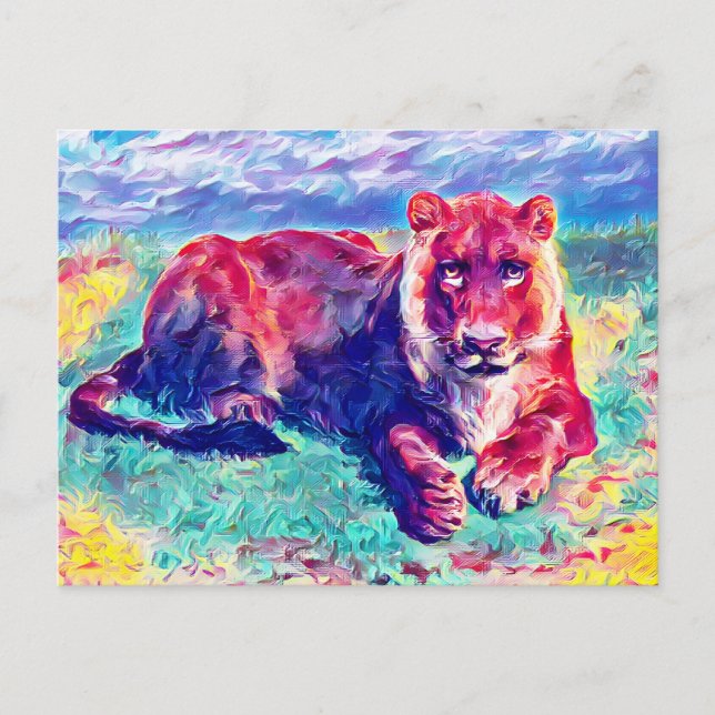 Ruhende Löwin  Postkarte (Vorderseite)