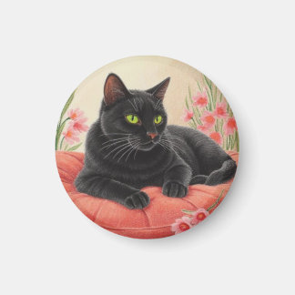 Ruhende schwarze Katze Magnet