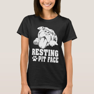 Ruhendes Pit-Gesicht Pitbull Lustiges Hunde-Liebha T-Shirt