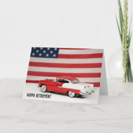 Ruhestand 1955 Chevy Car and Flag Karte