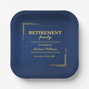 Ruhestand Corporate Elegante Blue Gold Pappteller