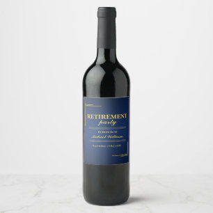 Ruhestand Corporate Elegante Blue Gold Weinetikett