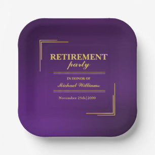 Ruhestand Corporate Elegante Lila Gold Pappteller