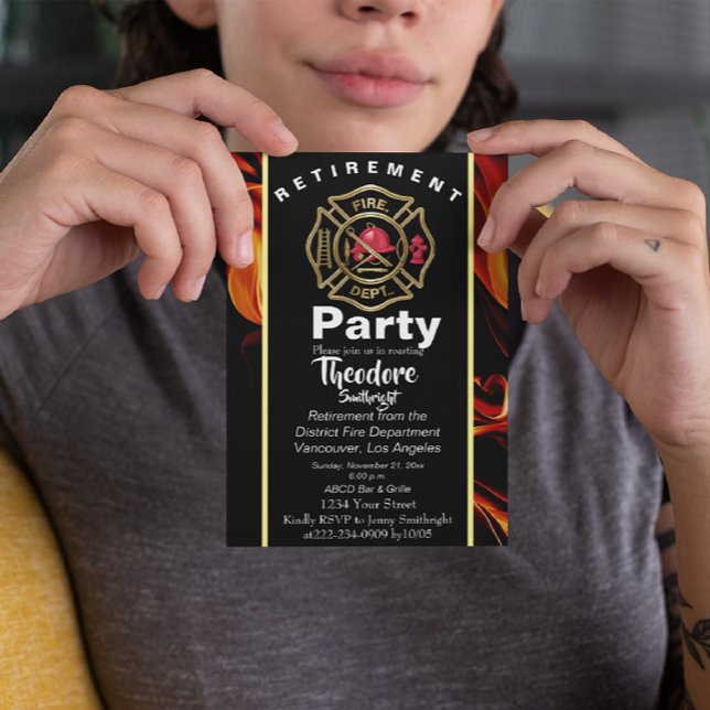 Ruhestand des Feuerwehrmanns im Abzeichen Einladung (Von Creator hochgeladen)