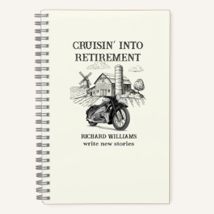 Ruhestand des Mannes Vintage-Bauernhof-Motorrad Cr Notizbuch