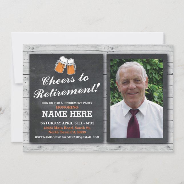 Ruhestand Einladung Foto Cheers Beers Pub Party (Vorderseite)
