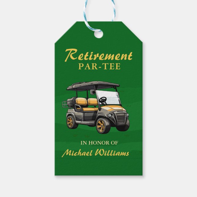 Ruhestand Elegante Golf Themenwagen Green Gold Geschenkanhänger (Vorderseite)