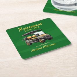 Ruhestand Elegante Golf Themenwagen Green Gold Rechteckiger Pappuntersetzer