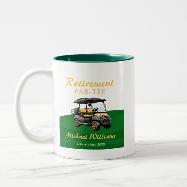 Ruhestand Elegante Golf Themenwagen Green Gold Zweifarbige Tasse (Links)