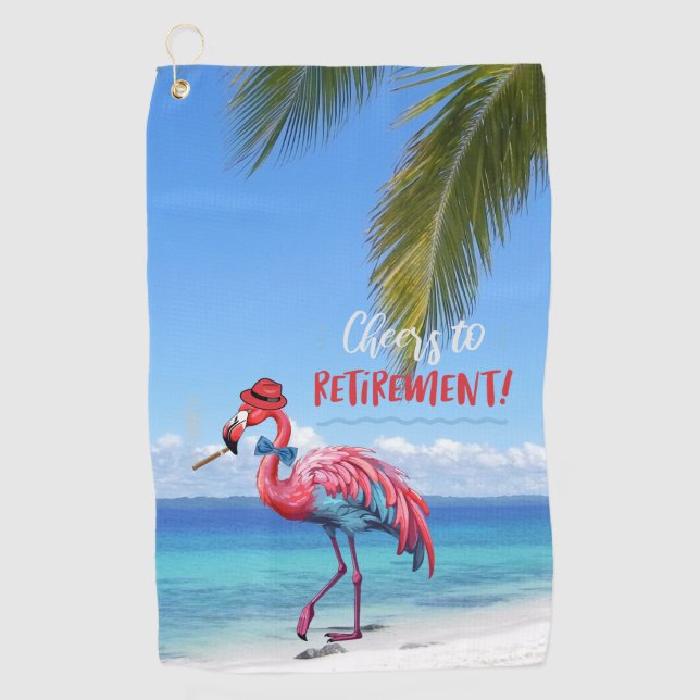 Ruhestand Flamingo am Tropical Beach Golfhandtuch (Vorderseite)