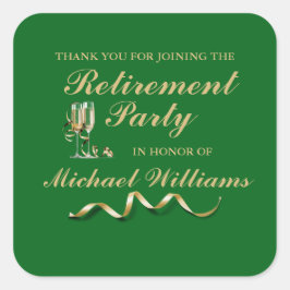 Ruhestand Formal Classic Champagner Glass Green Quadratischer Aufkleber