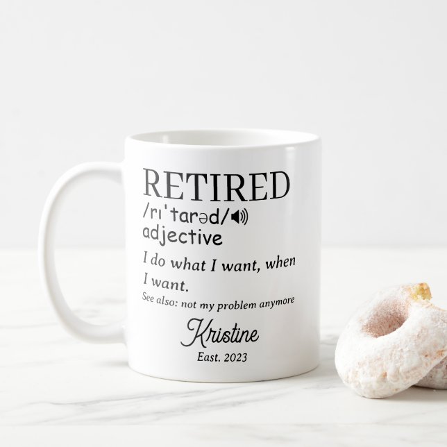 Ruhestand Funny Reverkehener Definition Kaffeetasse (Mit Donut)