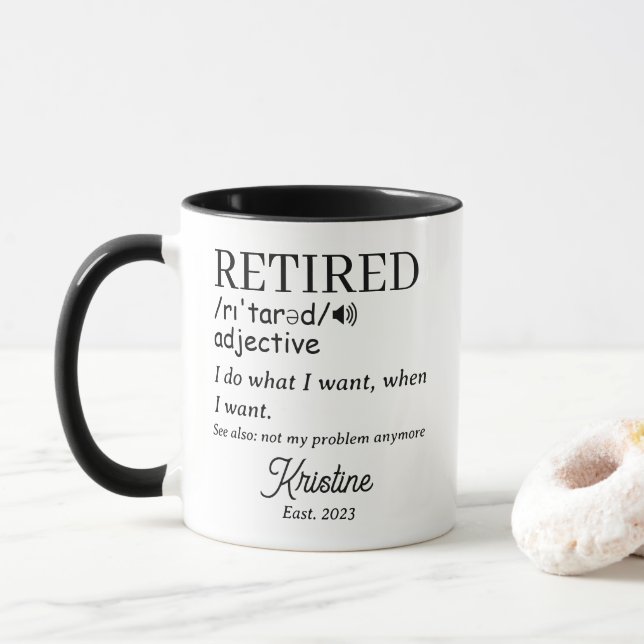 Ruhestand Funny Reverkehener Definition Tasse (Mit Donut)