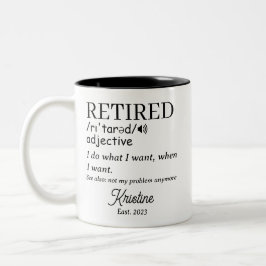 Ruhestand Funny Reverkehener Definition Zweifarbige Tasse